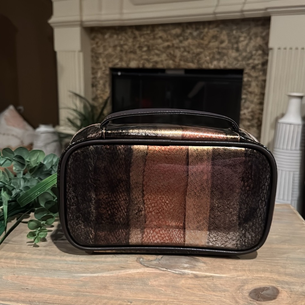 Stephanie Johnson Patchwork Metallic Cosmetic Case in Brown, Copper, Blue - Picture 5 of 9